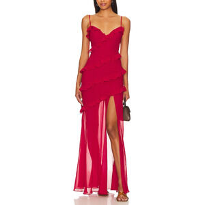 Lovers And Friends 'Karlie' Red Chiffon Fabric Gown Size S